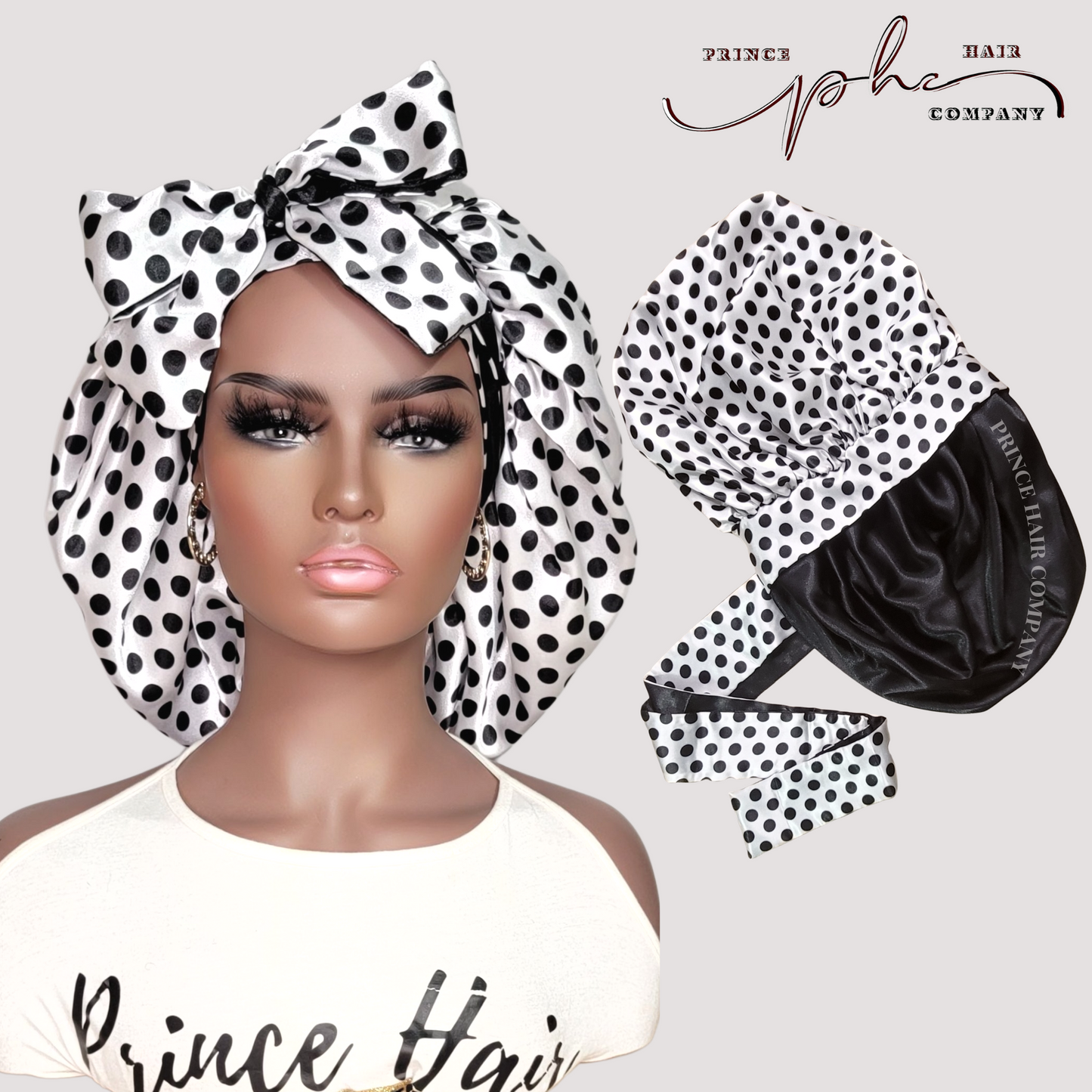CLEARANCE - Polka-Dot All Satin Reversible Bonnet