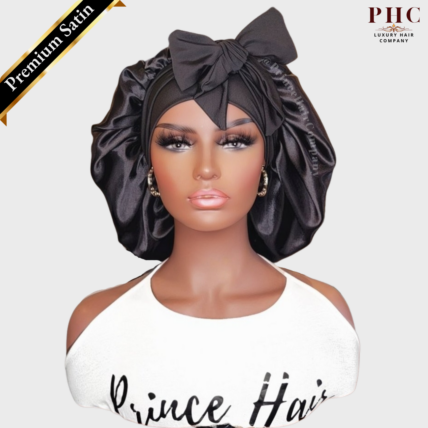 CLEARANCE  - Black Stretch Tie Bonnet