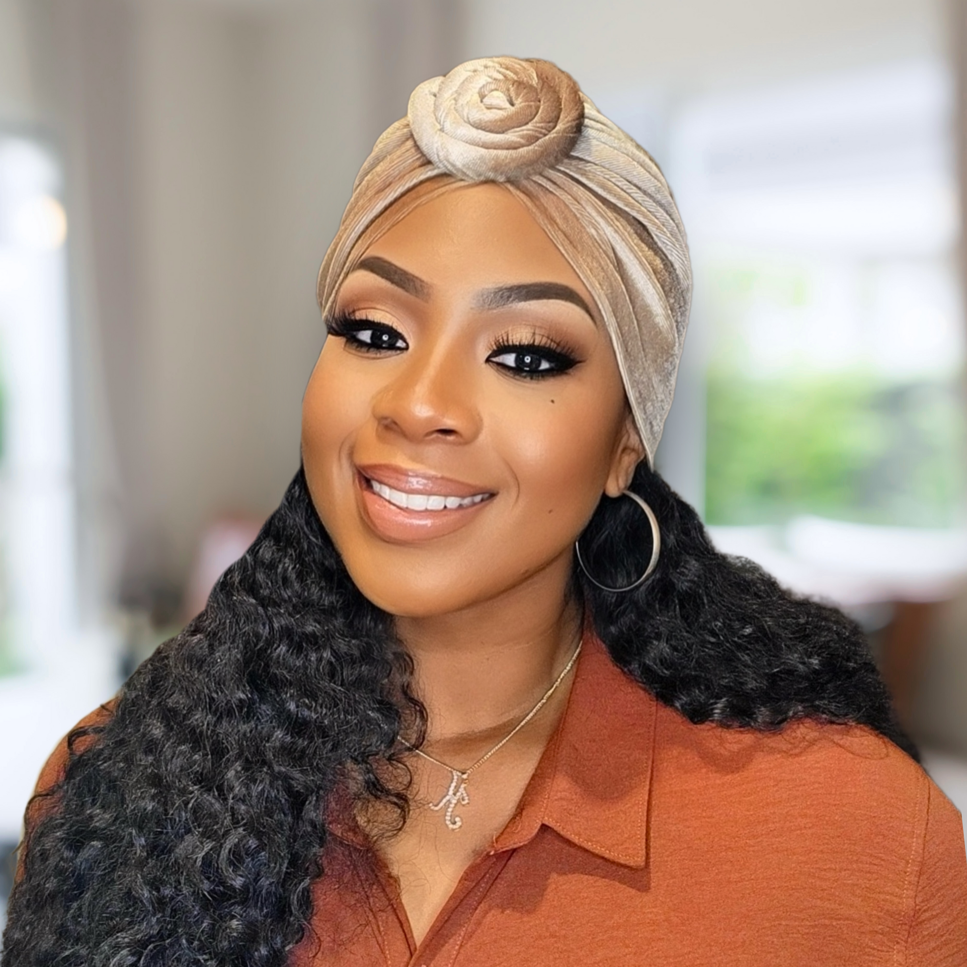 Elegant velvet twisted knot turban in a sophisticated design, perfect for stylish and comfortable headwear