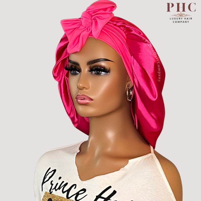 CLEARANCE - Hot Pink Stretch Tie Bonnet