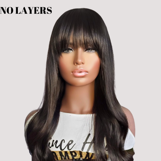 Brazilian Human Hair Custom Wig with 4x4 HD Lace Bang Closure
