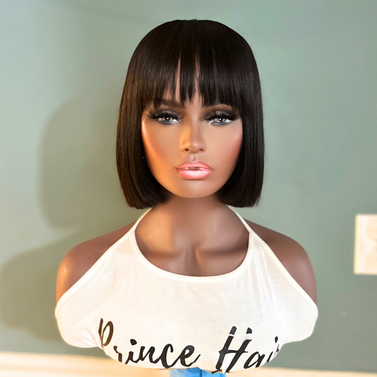 "Dale" Indian Straight 8" Fringe Bang Bob