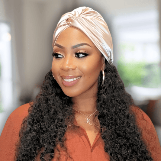 All Satin Twisted Knot Turban Beanie – Stylish Hair Protection, Satin - Lined Headwrap, Chic & Comfortable - PHC
