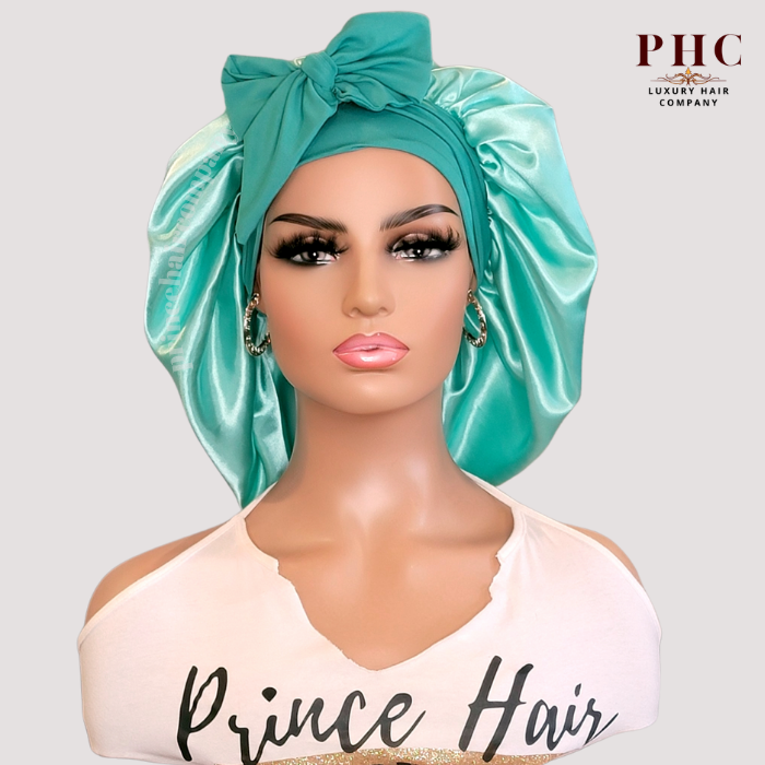 CLEARANCE - Aqua Green Stretch Tie Bonnet