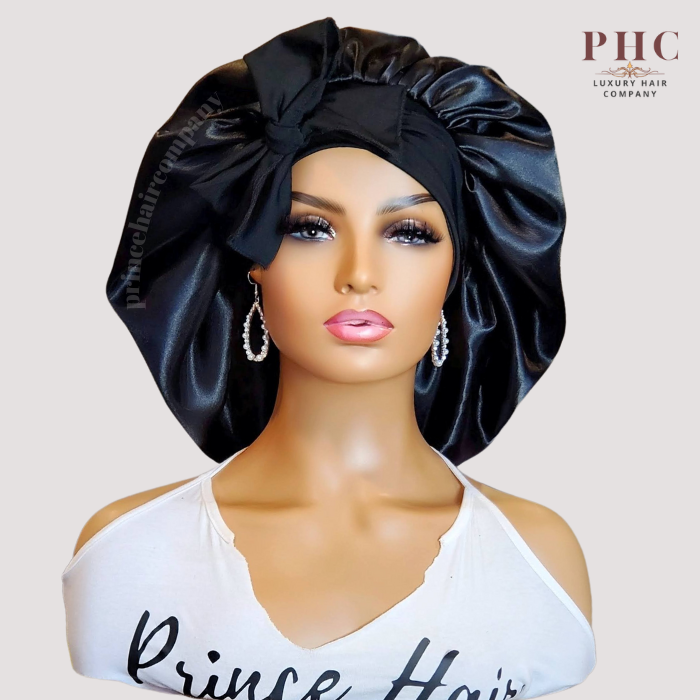 CLEARANCE  - Black Stretch Tie Bonnet