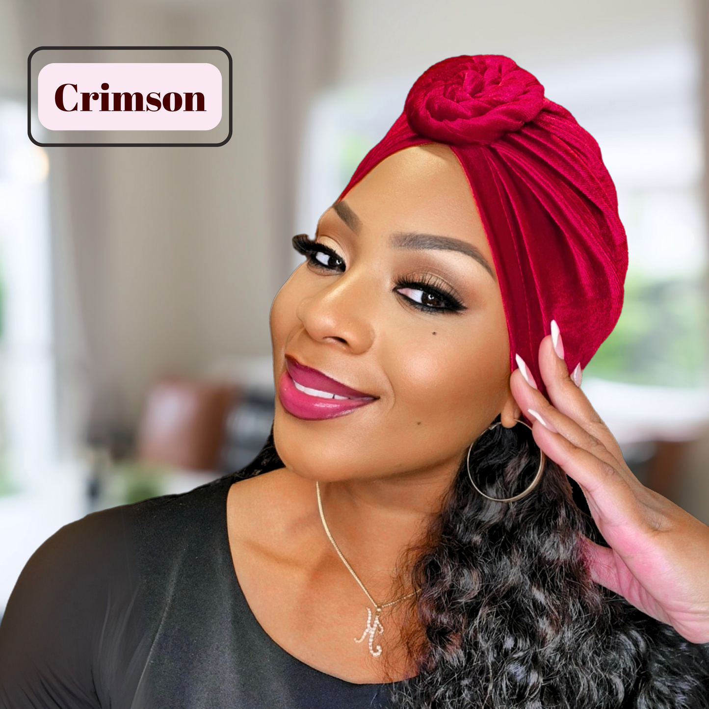 Elegant velvet twisted knot turban in a sophisticated design, perfect for stylish and comfortable headwear