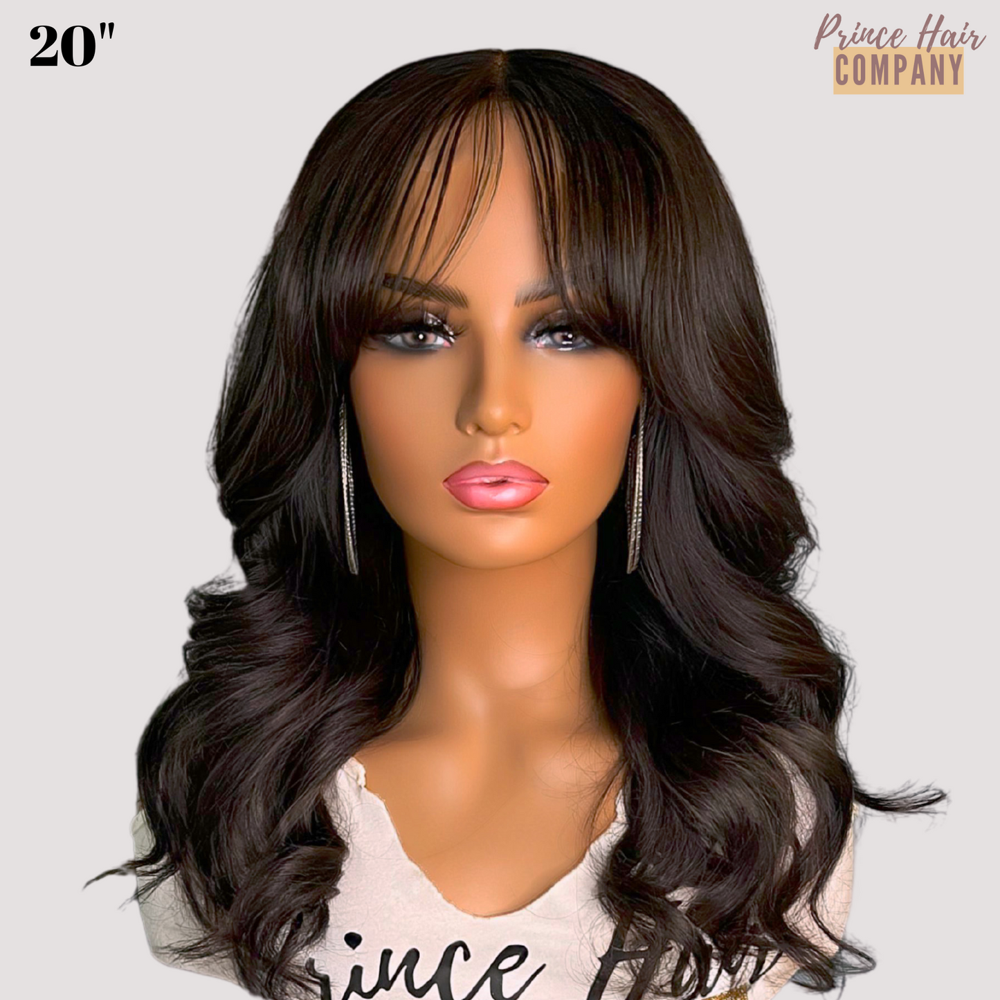 Pre-styled 4X4 Glueless Brazilian Closure Wig Layered with Bangs 20"