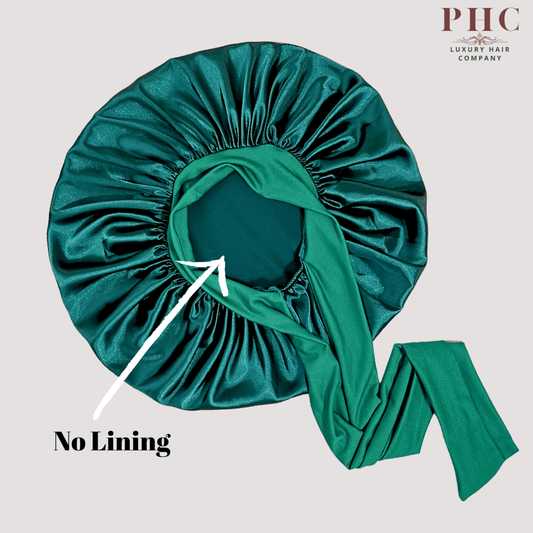 Hunter Green Stretch Tie Satin Bonnet (No Lining) - PHC