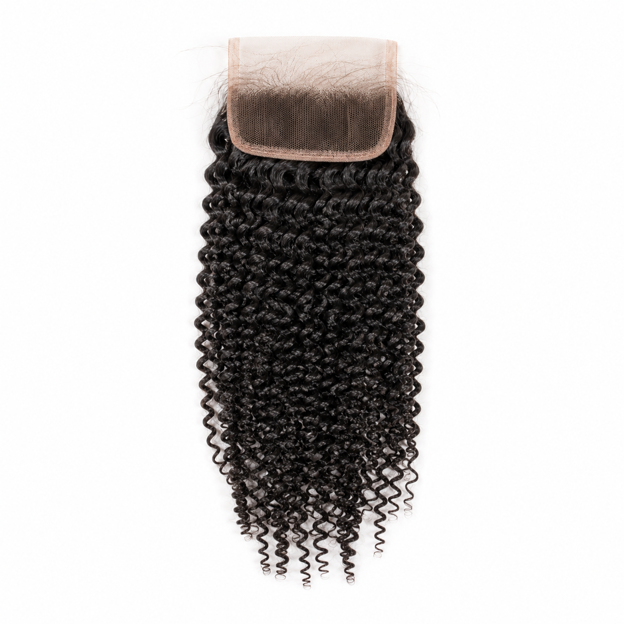 Kinky Curly 4x4 Swiss lace closure in natural black virgin human hair