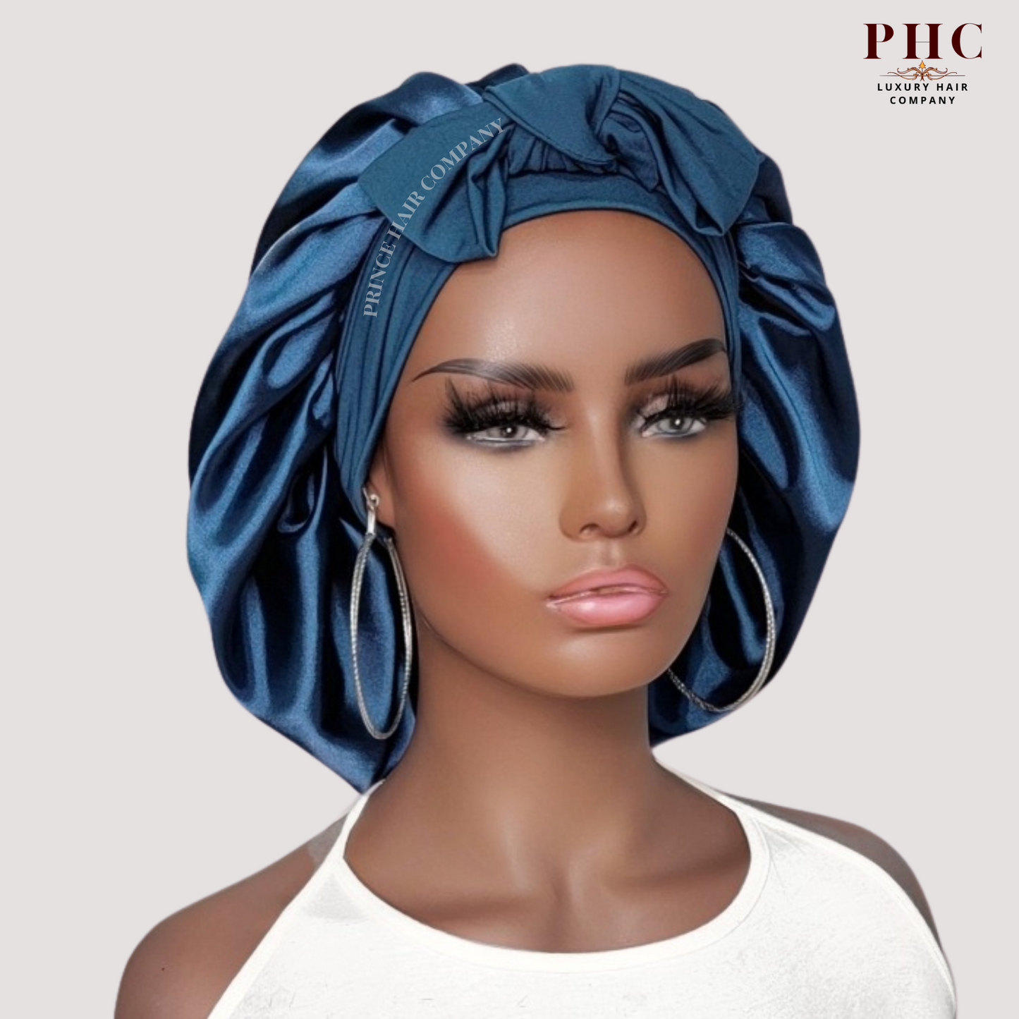 CLEARANCE Satin-Lined Stretch Tie Satin Bonnet - Midnight Blue