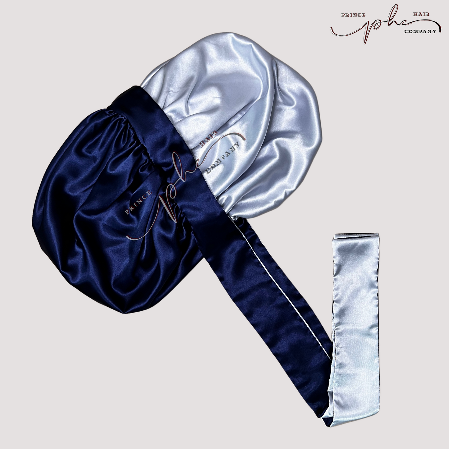 CLEARANCE - Navy Blue and Silver All Satin Reversible Bonnet