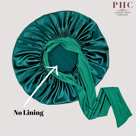 Hunter Green Stretch Tie Satin Bonnet (No Lining)