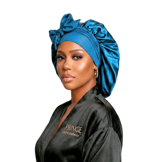 Original Stretch Tie satin bonnet by Prince Hair Company — adjustable double-layer sleep cap that stays on all night for curls, braids & locs