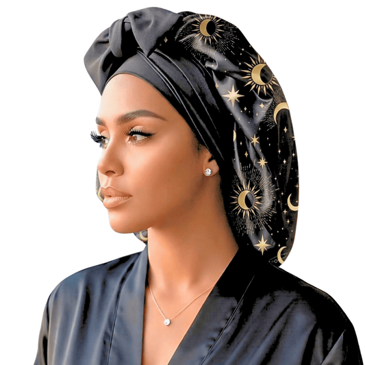 Original Stretch Tie satin bonnet by Prince Hair Company — adjustable double-layer sleep cap that stays on all night for curls, braids & locs