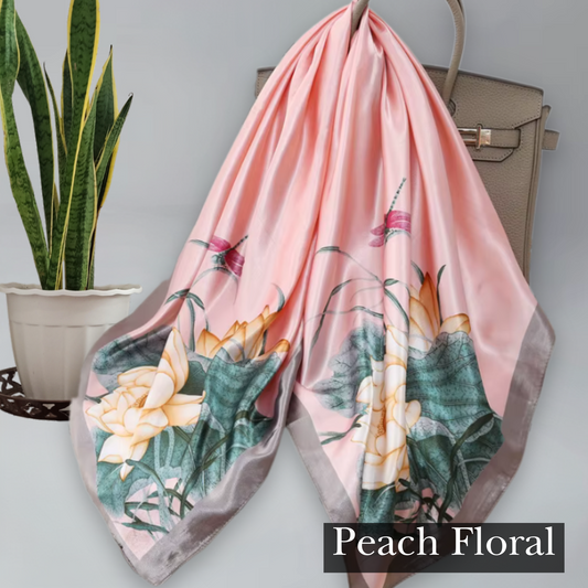 Peach satin hair scarf that can be used as purse decoration, next tie, hijab, satin hair wrap.