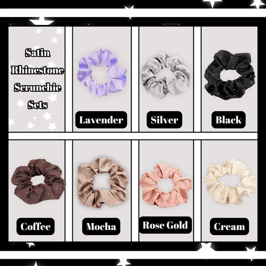 Rhinestone Satin Scrunchie – Sparkly Hair Tie for Ponytails & Buns | Formal Hair Accessory | Glam Scrunchie for Women and Girls - PHC