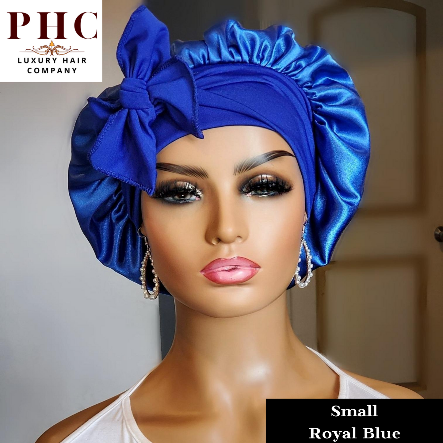 CLEARANCE - Royal Blue Stretch Tie Bonnet