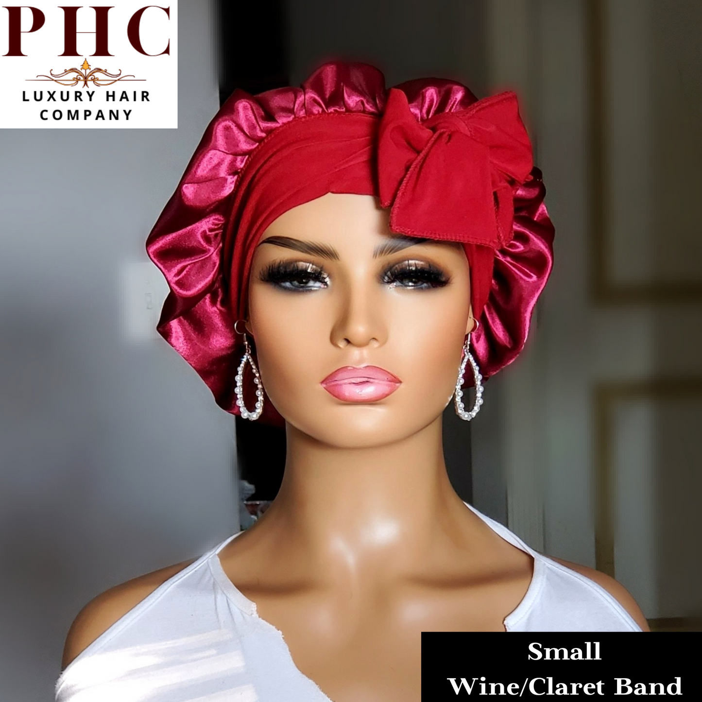 CLEARANCE -Burgundy/Wine Stretch Tie Bonnet