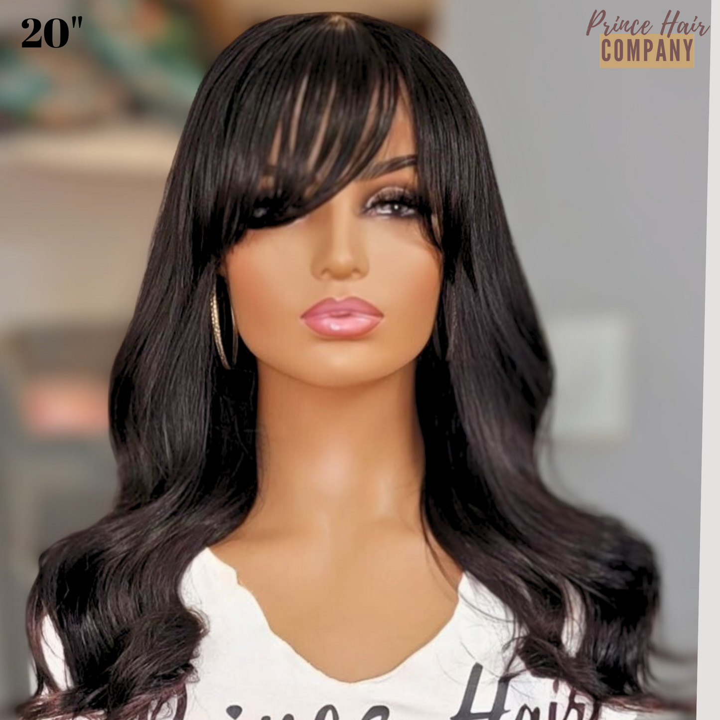 Pre-styled Glueless 4x4 Brazilian Closure Wig with Bang 20"
