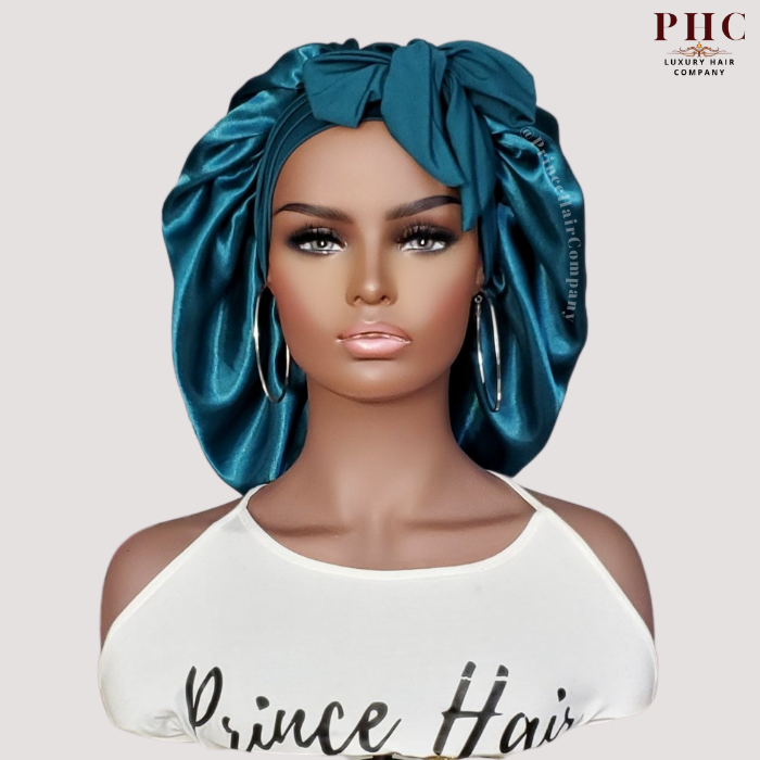 CLEARANCE -Teal Stretch Tie Bonnet