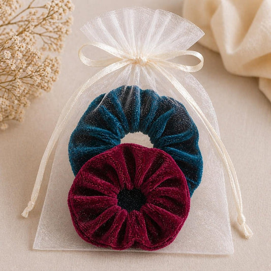 Velvet Hair Scrunchie Set of 2, Midnight Sangria - PHC
