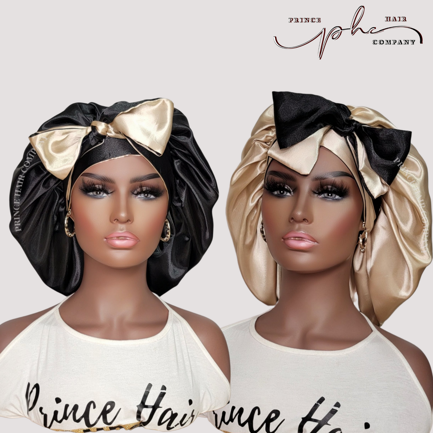 Gold & Black All Satin Reversible Bonnet