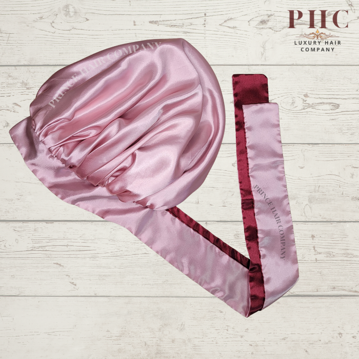 Rose Gold and Burgundy All Satin Reversible Bonnet