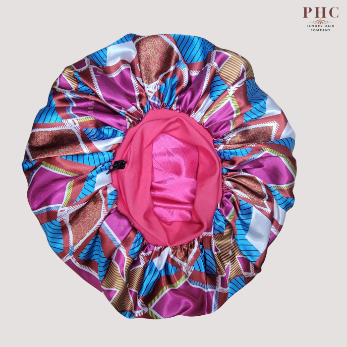 Pink Ankara Print Wide Band Bonnet (Sm/Med Cap Size)