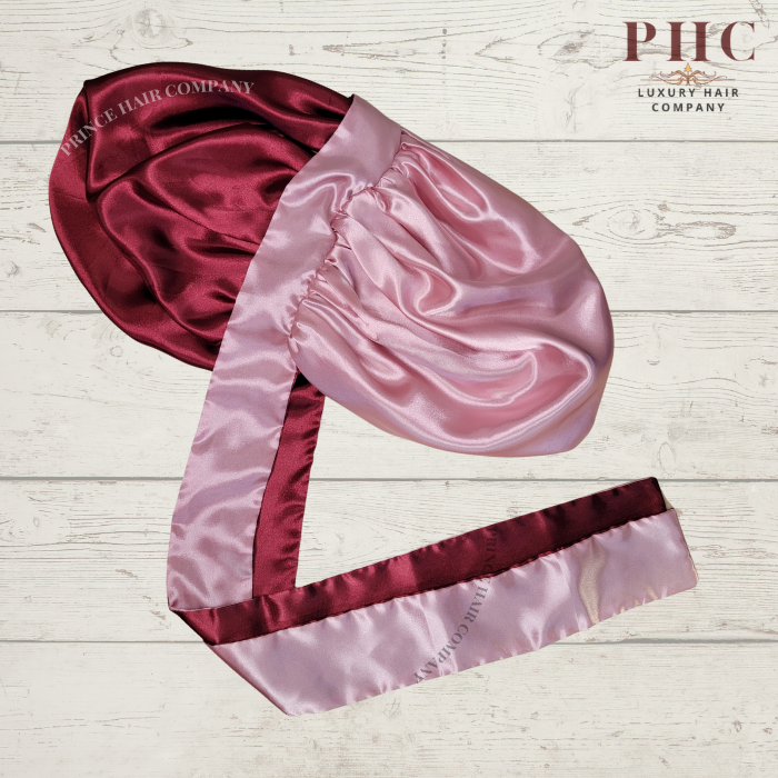 CLEARANCE - Rose Gold & Burgundy All Satin Reversible Bonnet
