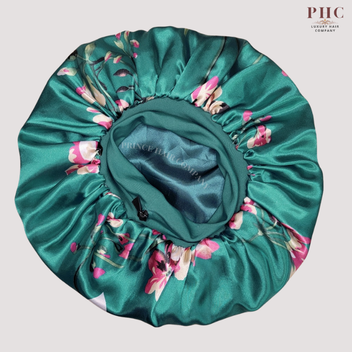 Teal Flowers Wide Band Bonnet (Sm/Med Cap Size)