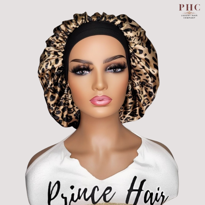 Cheetah Print Wide Band Bonnet (Sm/Med Cap Size)