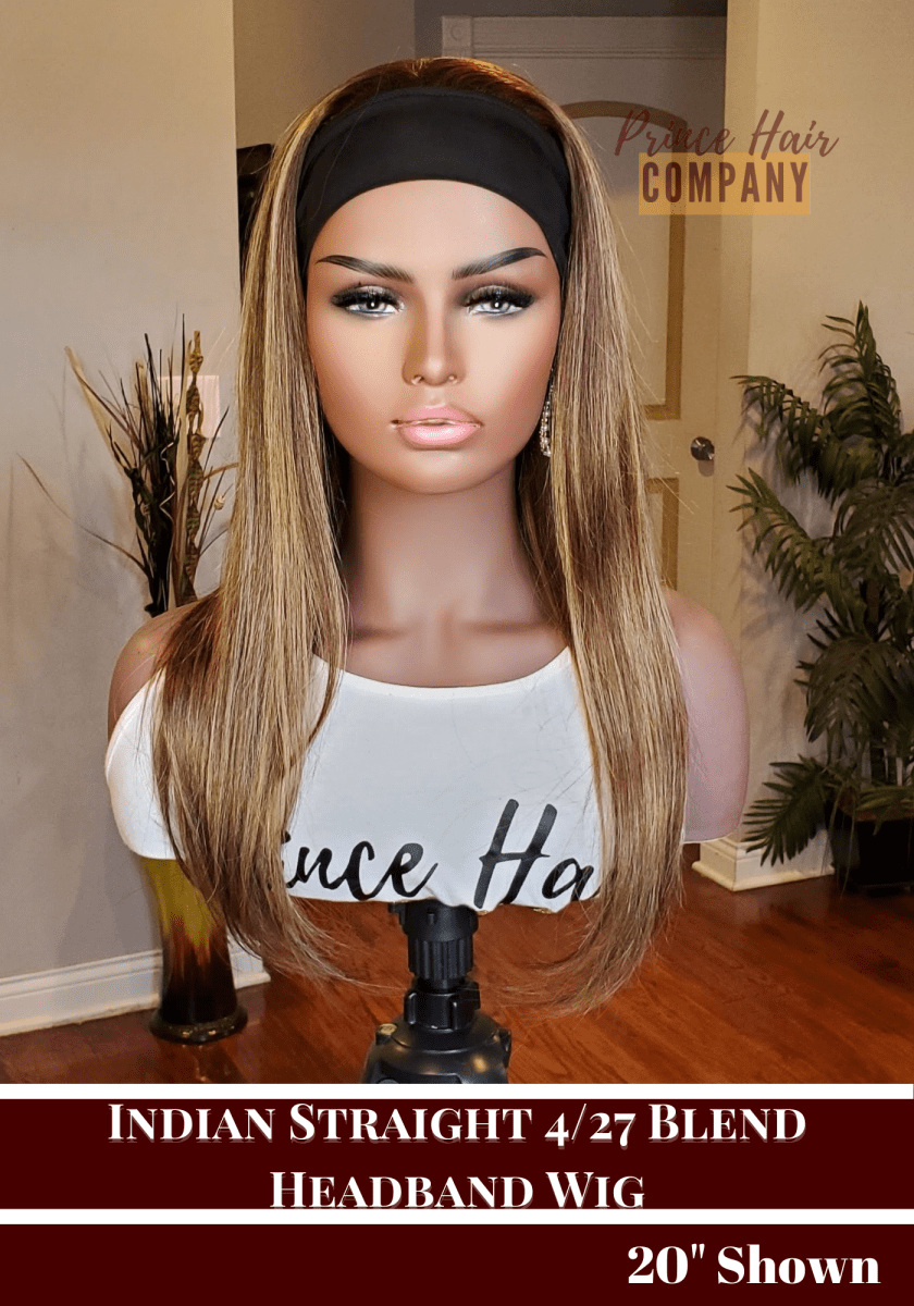 Blonde 4/27 Indian straight glueless headband wig, remy human hair — main product image