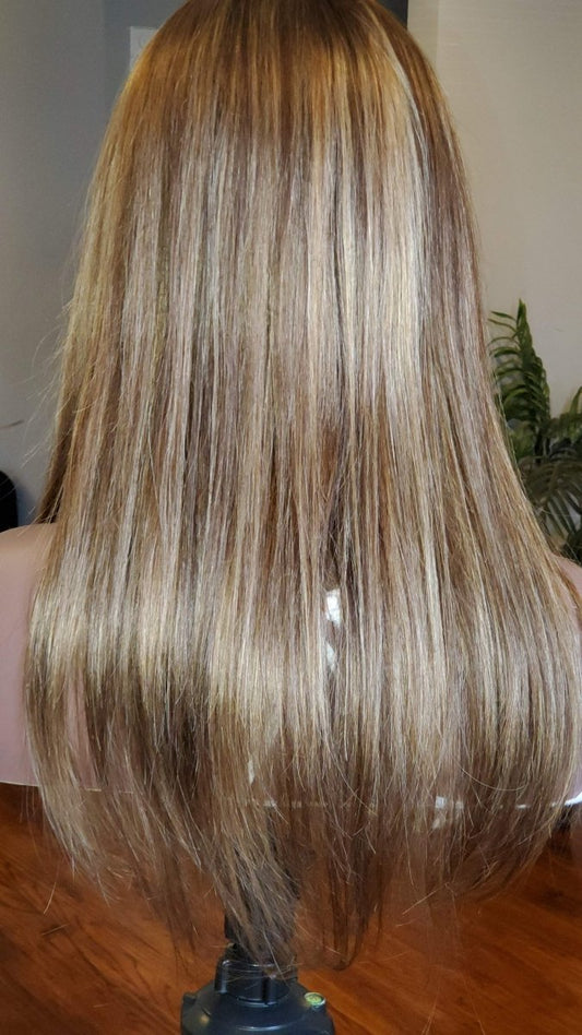 Blonde 4/27 Indian straight glueless headband wig, remy human hair — alternate product image 2 of 2