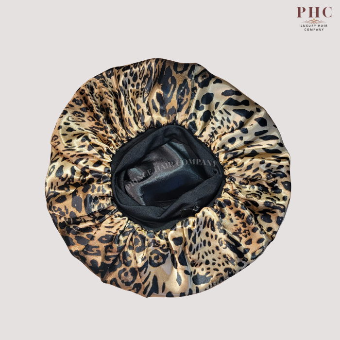 Cheetah Print Wide Band Bonnet (Sm/Med Cap Size)