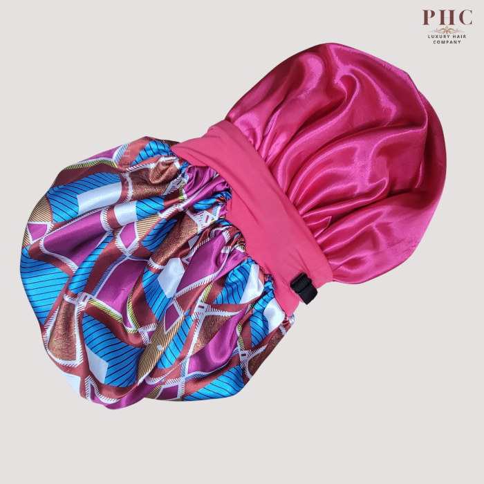 Pink Ankara Print Wide Band Bonnet (Sm/Med Cap Size)