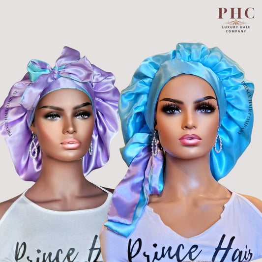 Lavender & Turquoise All Satin Reversible Bonnet - PHC