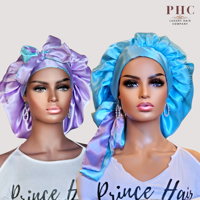 CLEARANCE - Lavender & Turquoise All Satin Reversible Bonnet