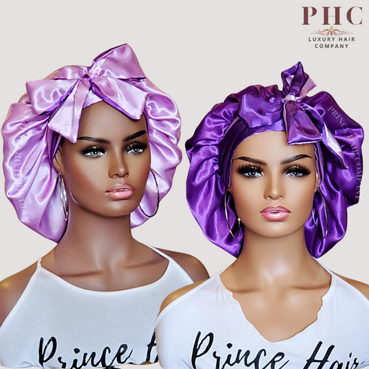 CLEARANCE - Lilac & Purple All Satin Reversible Bonnet