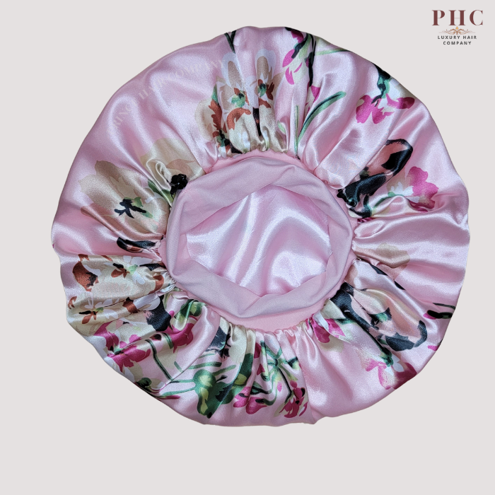 Pink Flowers Wide Band Bonnet (Sm/Med Cap Size)