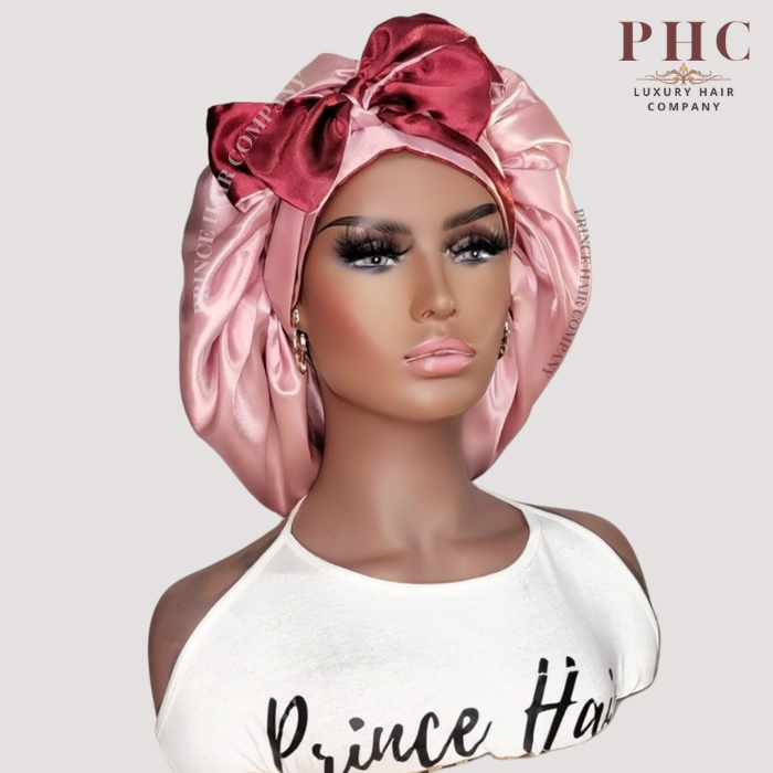 CLEARANCE - Rose Gold & Burgundy All Satin Reversible Bonnet