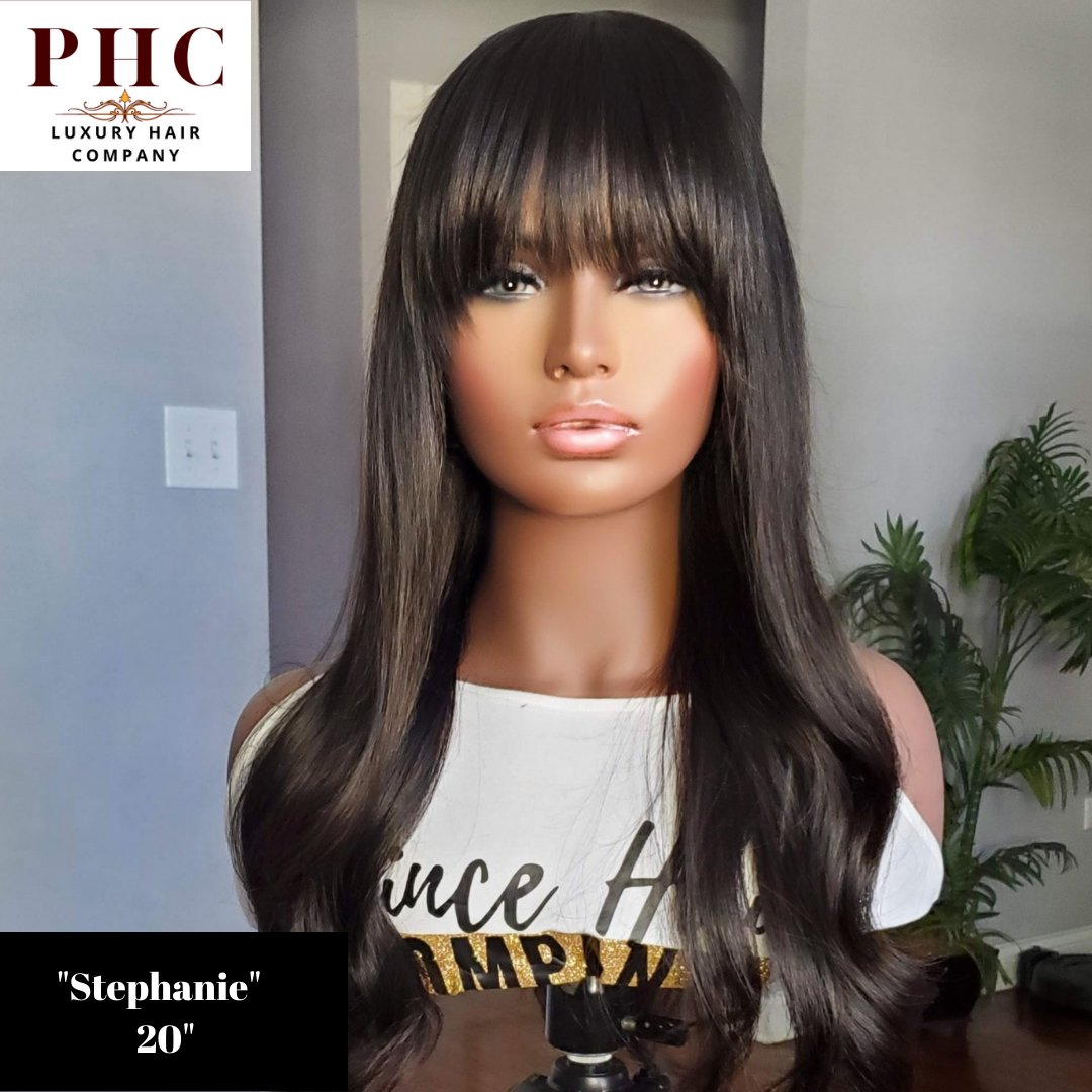 Brazilian Human Hair Custom Wig with 4x4 HD Lace Bang Closure