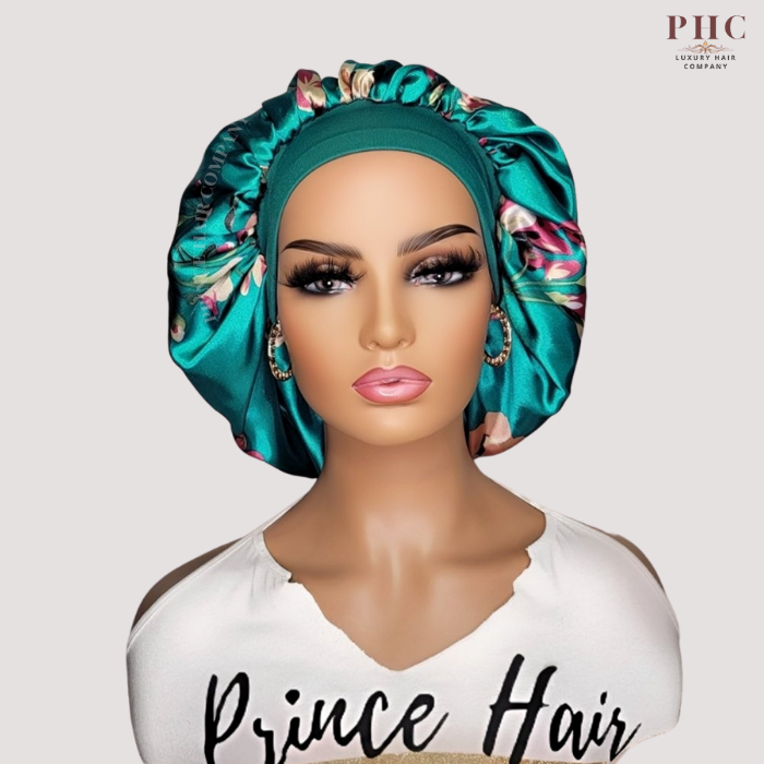 Teal Flowers Wide Band Bonnet (Sm/Med Cap Size)
