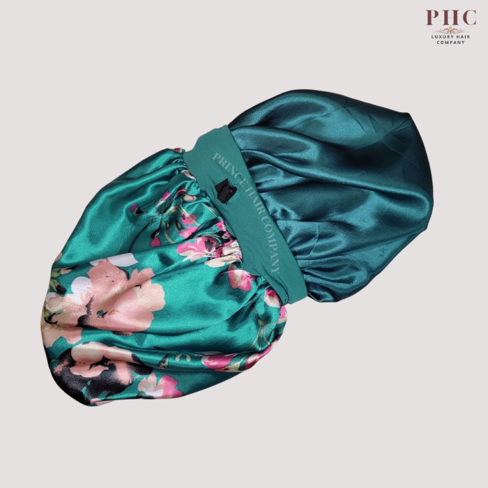 Teal Flowers Wide Band Bonnet (Sm/Med Cap Size)