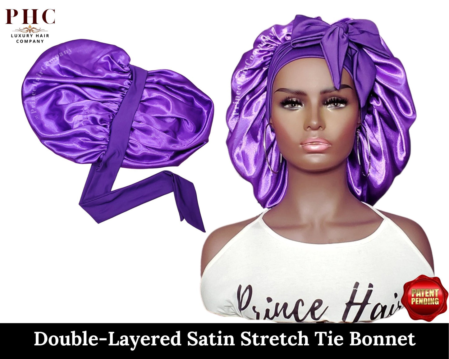 The "Original" Double-Layered Stretch Tie Satin Bonnet - PHC