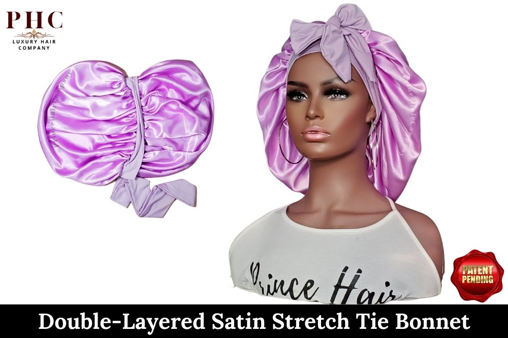 The "Original" Double-Layered Stretch Tie Satin Bonnet - PHC