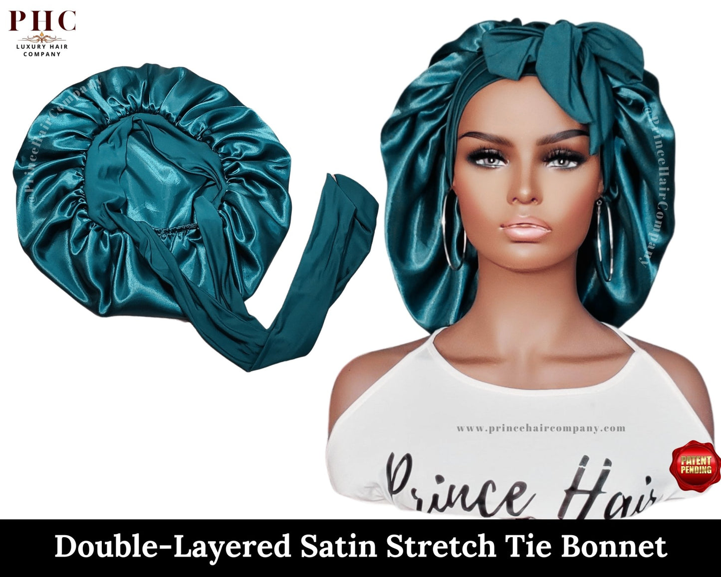 The "Original" Double-Layered Stretch Tie Satin Bonnet - PHC