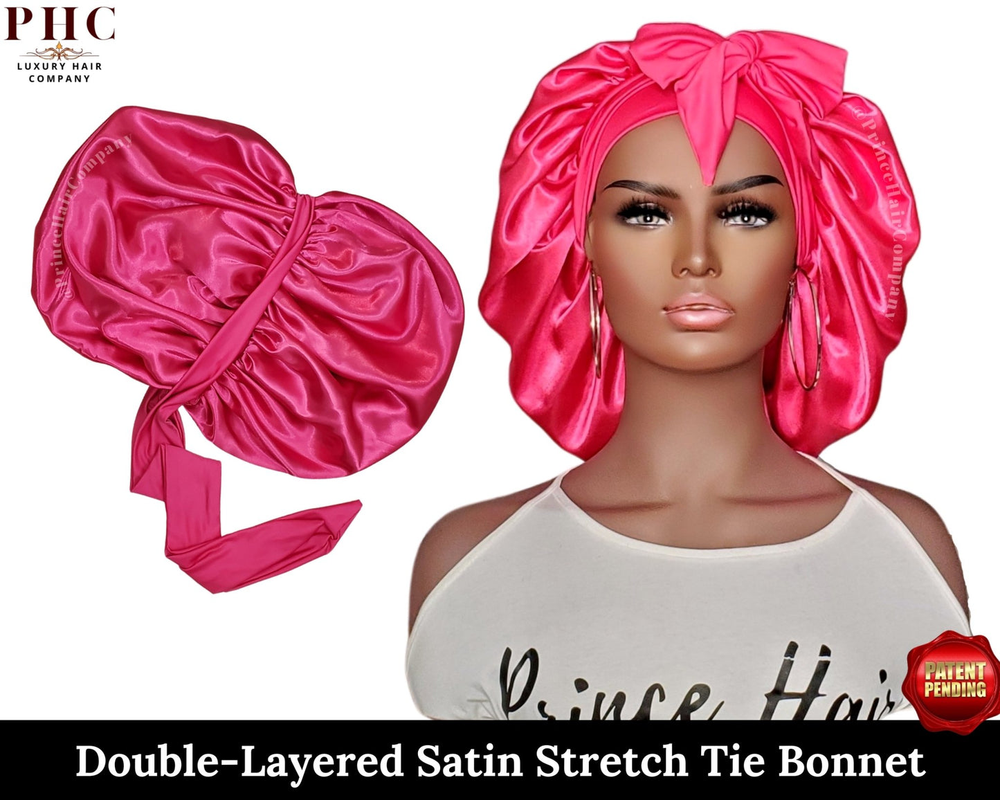 The "Original" Double-Layered Stretch Tie Satin Bonnet - PHC