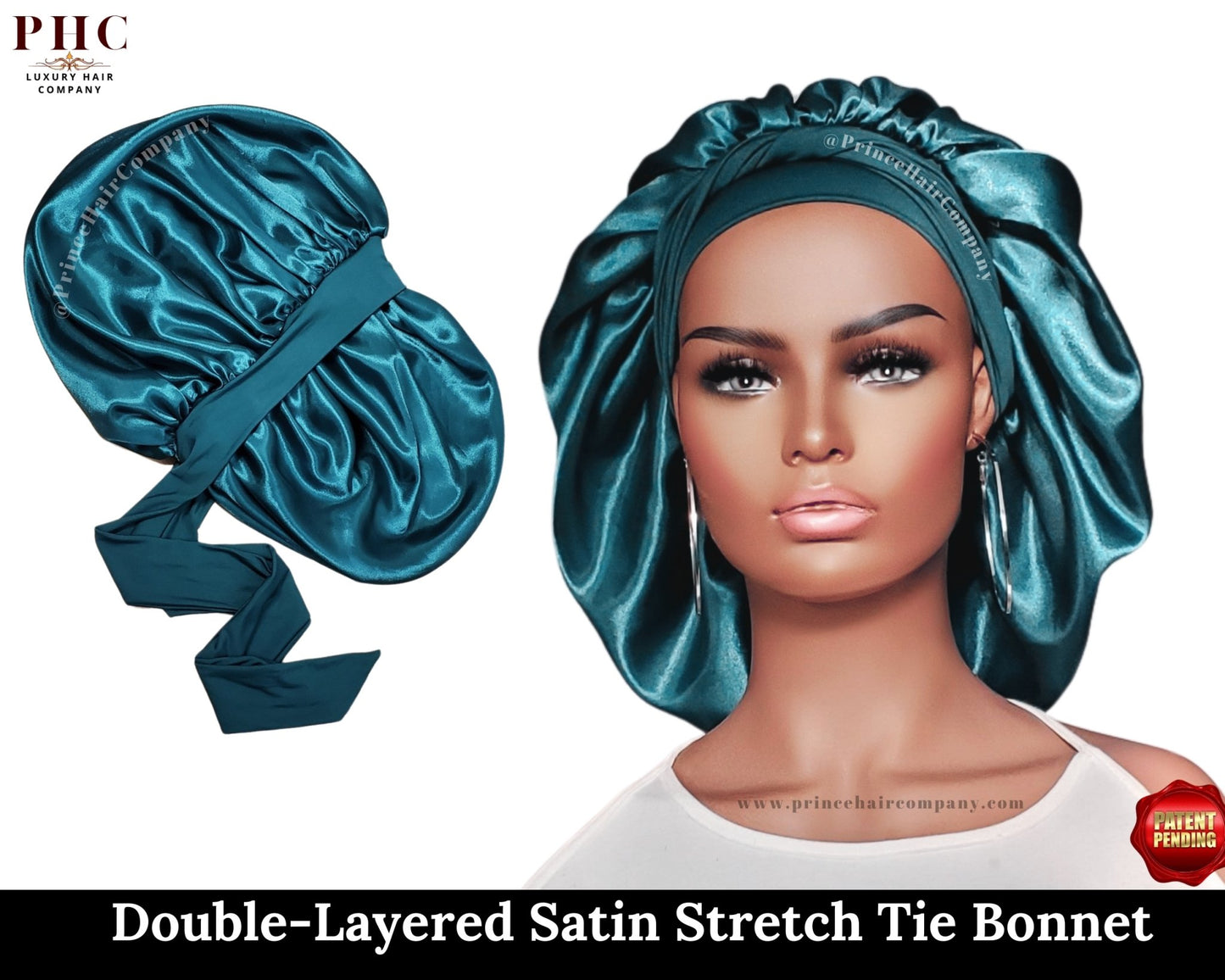 The "Original" Double-Layered Stretch Tie Satin Bonnet - PHC