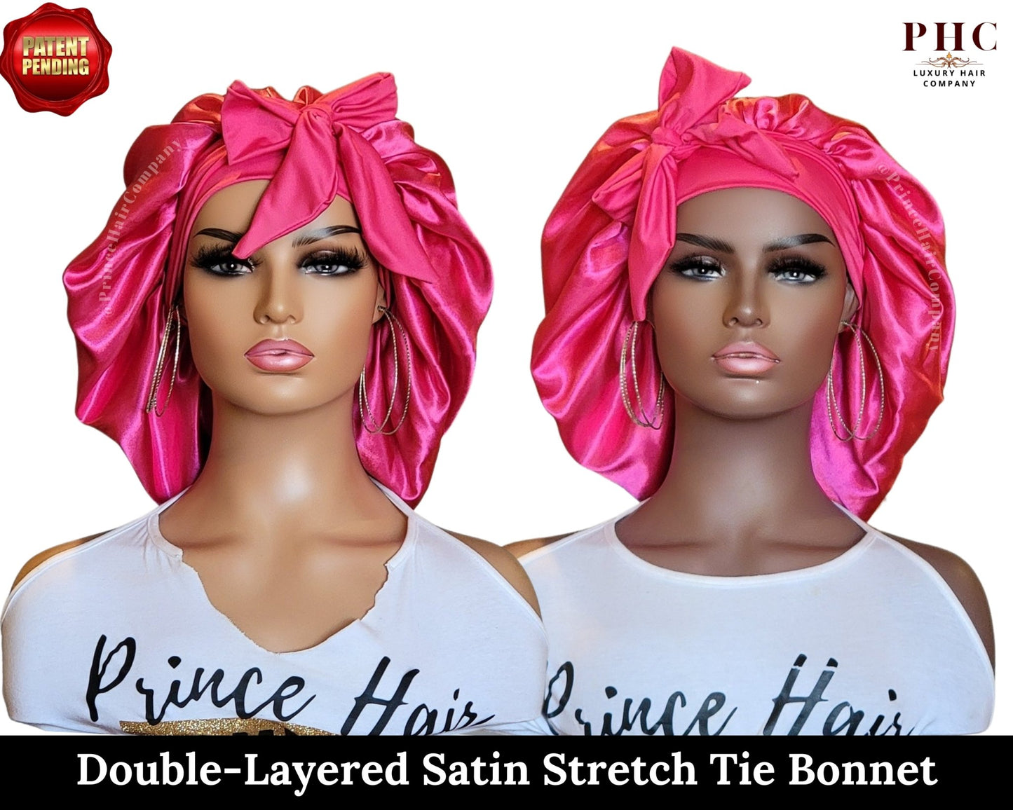 The "Original" Double-Layered Stretch Tie Satin Bonnet - PHC