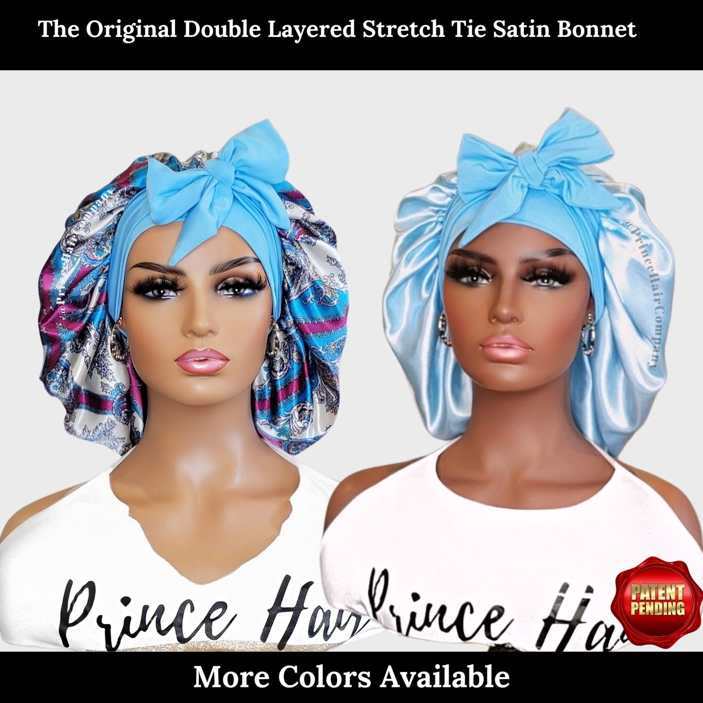 The "Original" Double-Layered Stretch Tie Satin Bonnet - PHC